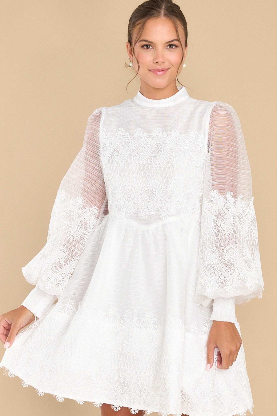 Clothing Aura Mini Dresses | On My Best Behavior Eyelet Dress White