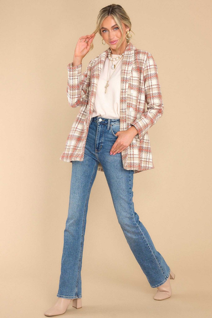 Clothing Aura Coats | Out Of Your League Multi Tweed Coat Beige