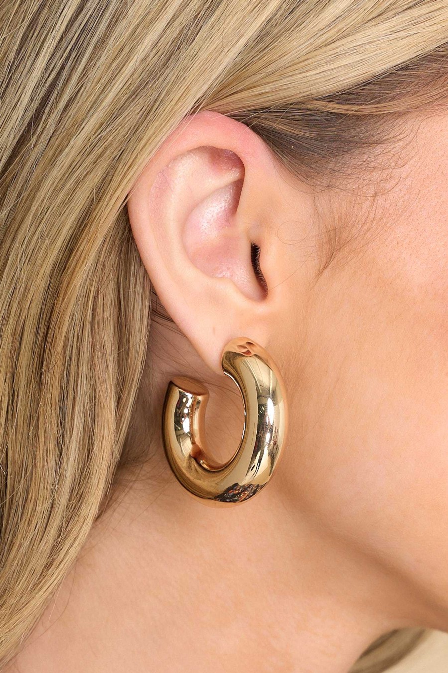 Jewelry Red Dress | Give Me Time Hoop Earrings Gold