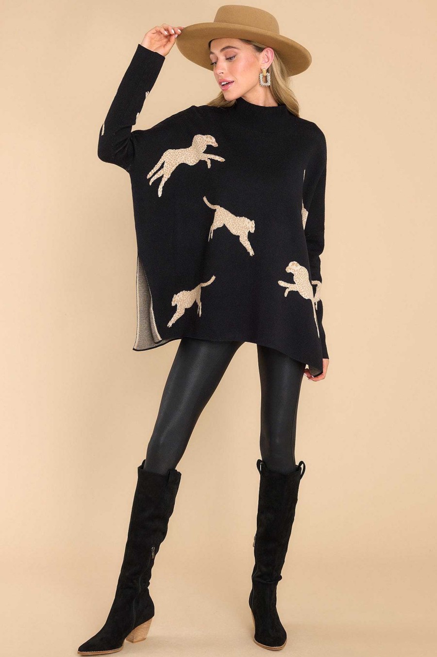 Clothing Red Dress Sweaters | Queen Of The Jungle Sweater Black