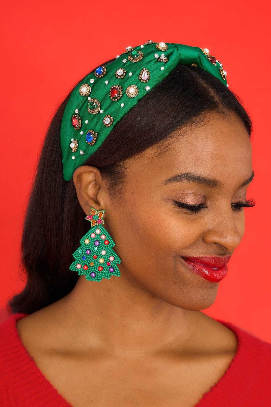 Jewelry Red Dress | Santa Is Coming Multi Beaded Earrings Green