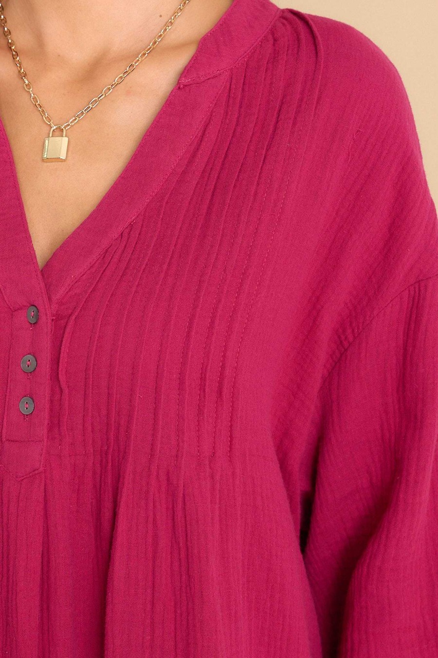 Clothing Red Dress Mini Dresses | So Blissful Gauze Dress Dark Fuchsia