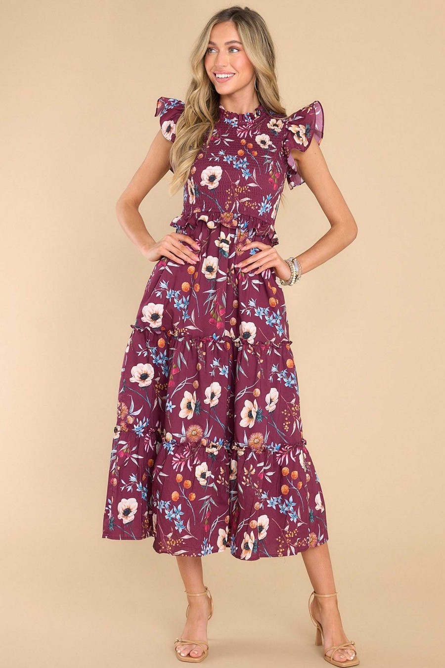 Clothing Olivia James The Label Maxi Dresses | Lila Anemone Raspberry Maxi Dress Purple