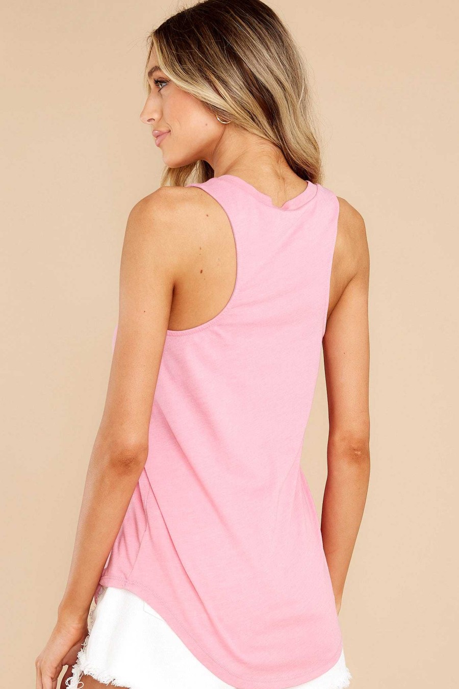 Clothing Z Supply Casual Tops | Flamingo Pocket Racer Tank Z Supply Flamingo