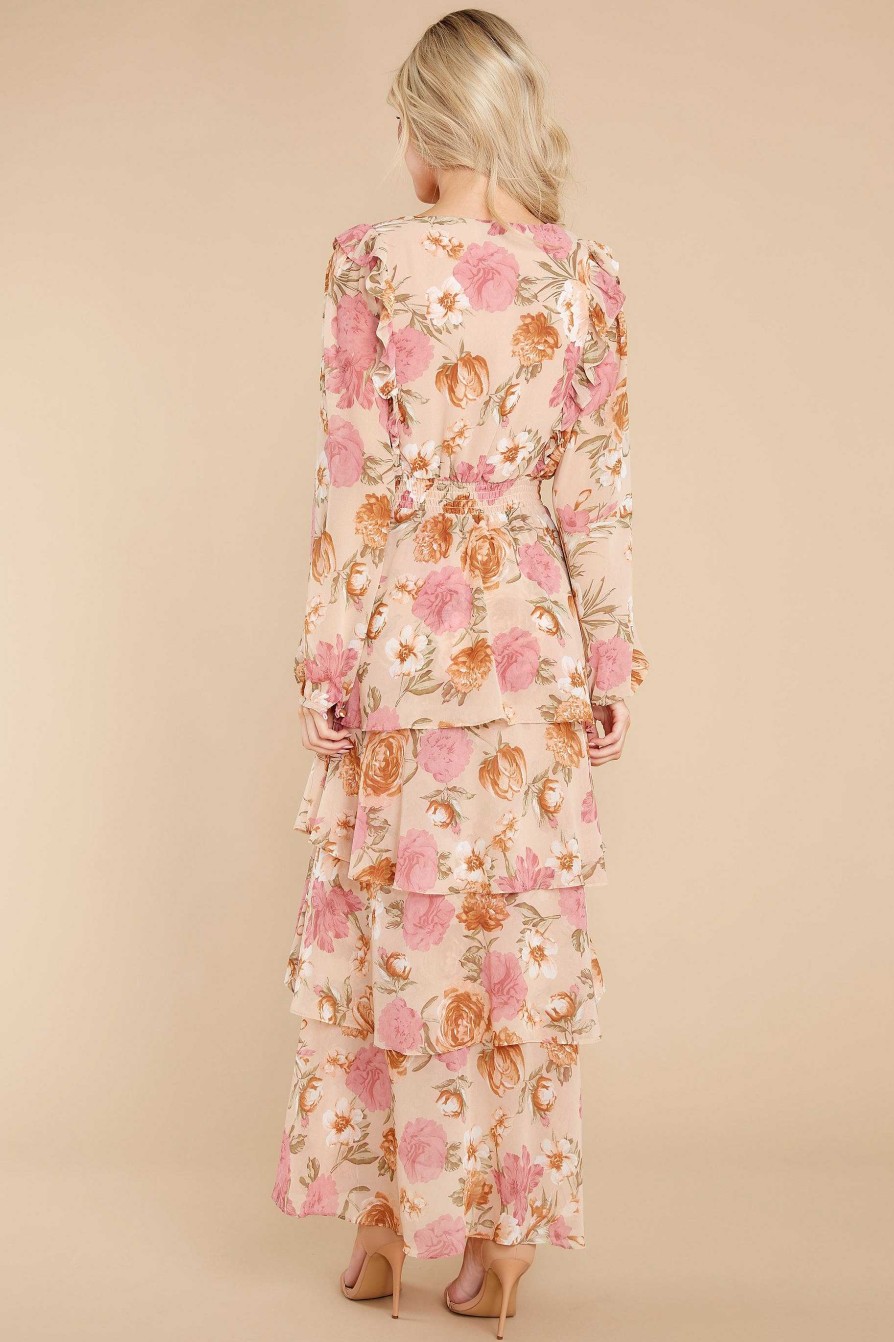 Clothing Aura Maxi Dresses | It'S Our Thing Floral Print Maxi Dress Blush