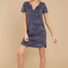 Clothing Z Supply Casual Dresses | The Dark Blue Camo Split Neck Dress Darkblue Camo