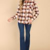 Clothing Thread & Supply Casual Tops | Aster And Orange Plaid Top Burgundy