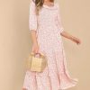 Clothing Red Dress Floral Dresses | Meadow Miracles Floral Print Maxi Dress Pink