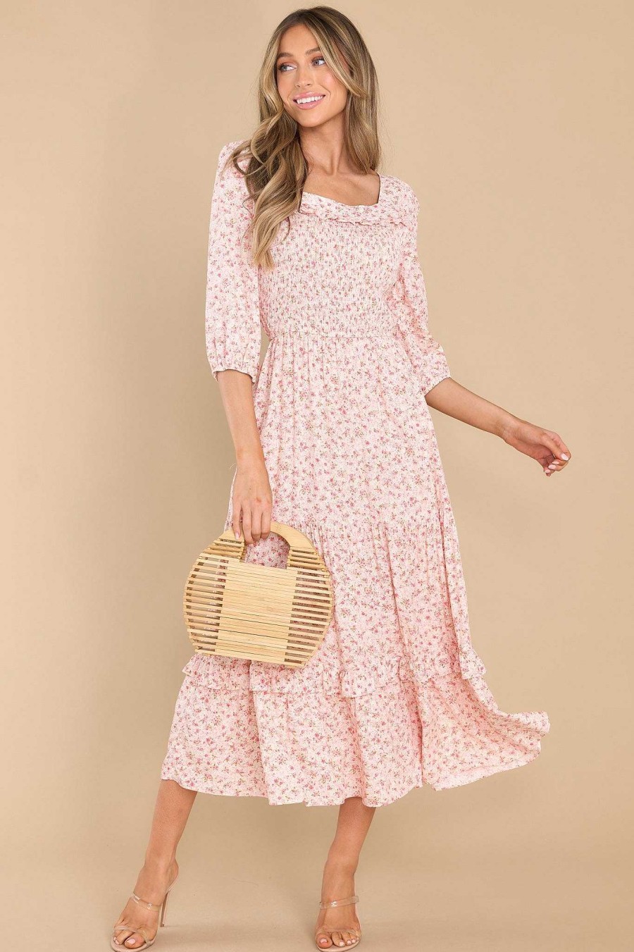 Clothing Red Dress Floral Dresses | Meadow Miracles Floral Print Maxi Dress Pink