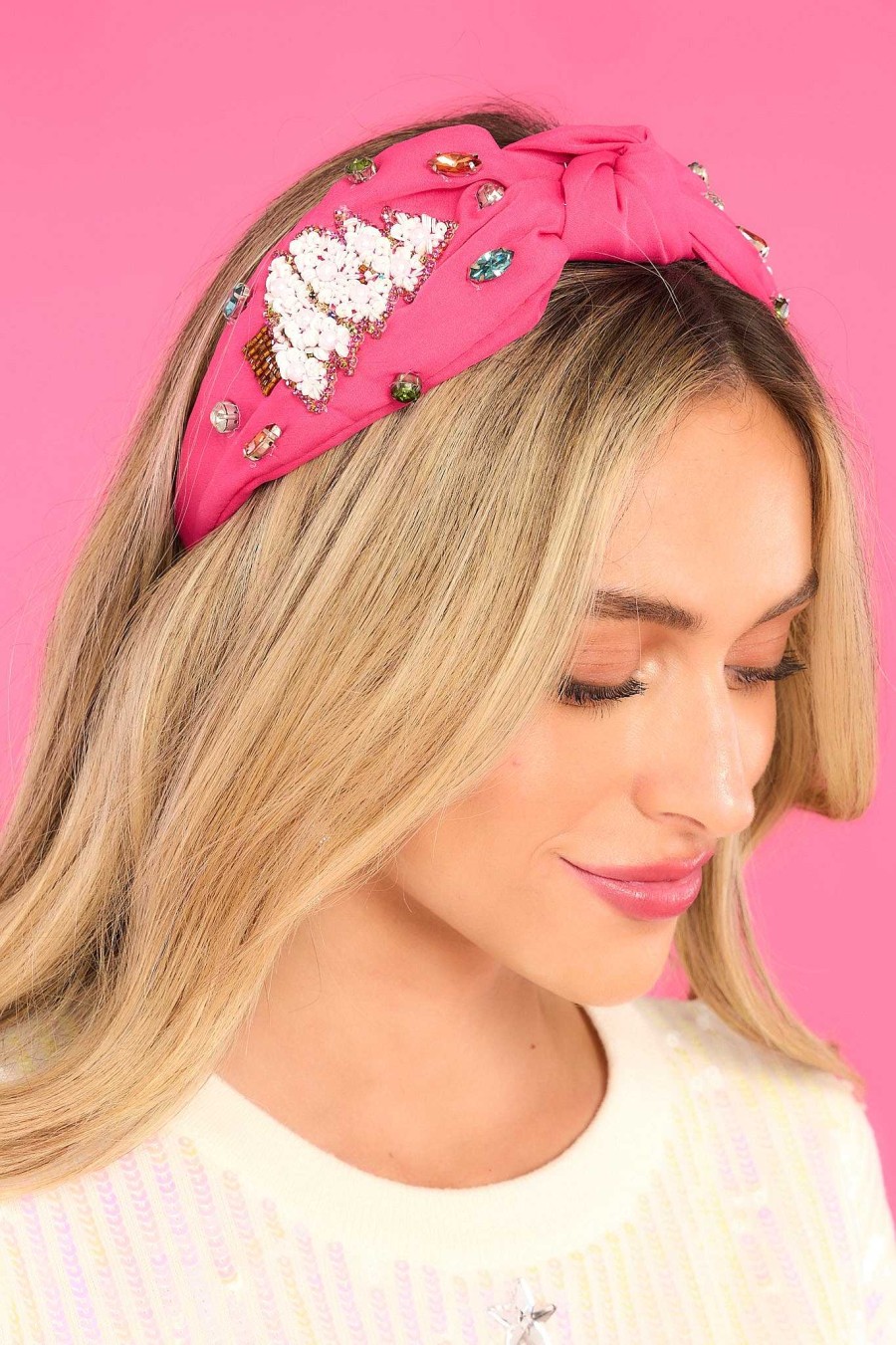 Accessories Red Dress Hair Accessories | Christmas Crown Headband Fuchsia