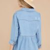 Clothing Red Dress Blouses & Shirts | Off The Edge Distressed Chambray Top Light Wash