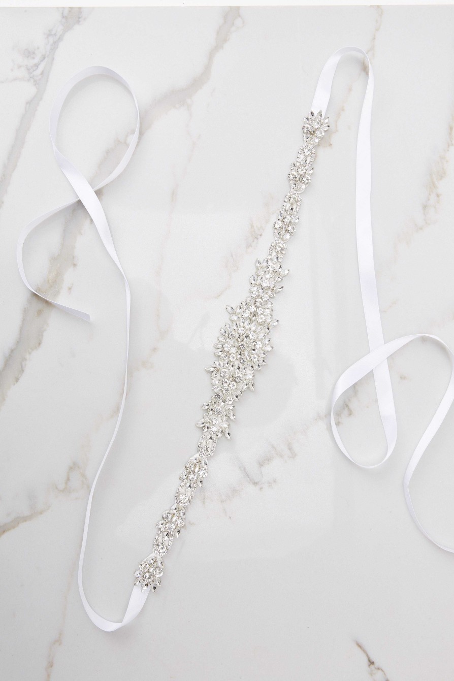 Accessories Red Dress Belts | Crash My Party Crystal Belt Silver