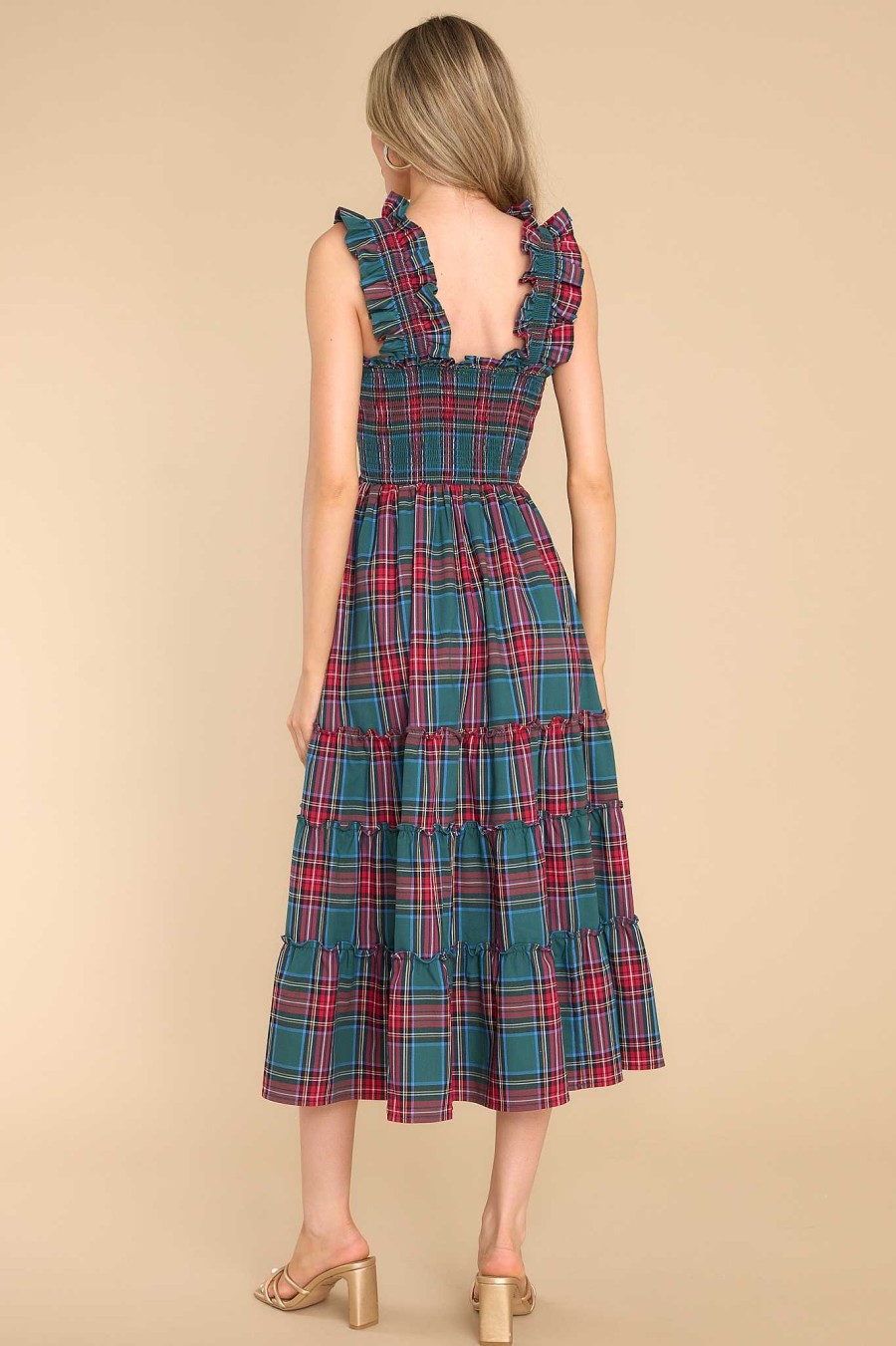Clothing Aura Midi Dresses | Pride And Joy Plaid Midi Dress Green