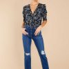 Clothing Red Dress Bodysuits | Chateau Gardens Floral Print Bodysuit Navy