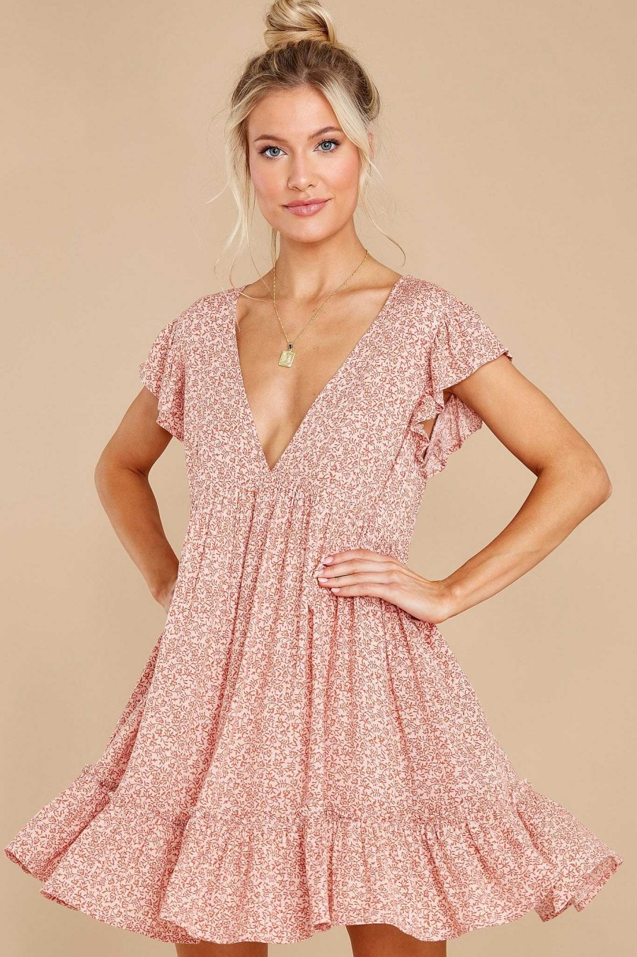 Clothing Red Dress Rompers | Prettiest Of The Garden Floral Print Romper Dress Red