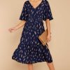 Clothing Very J Midi Dresses | Paint The Hills Blue Print Midi Dress Navy