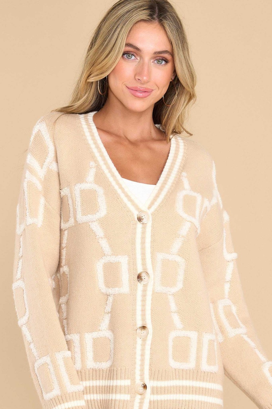 Clothing Red Dress Casual Tops | Where We Belong Cardigan Tan