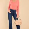 Clothing Z Supply Casual Tops | Dream Slub Lava Long Sleeve Tee Orange