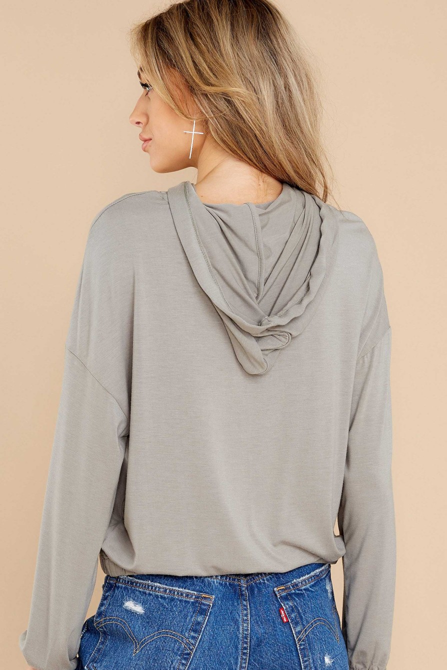 Clothing Z Supply Loungewear Tops | Sonya Whisper Jersey Hoodie Eucalyptus