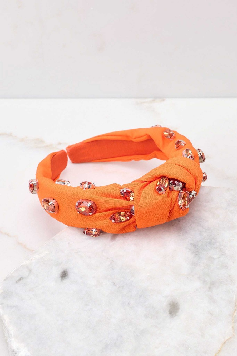 Accessories Red Dress Hair Accessories | Life Lessons Pumpkin Bejeweled Headband Orange