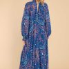 Clothing Aura Maxi Dresses | Head In The Stars Multi Print Maxi Dress Navy