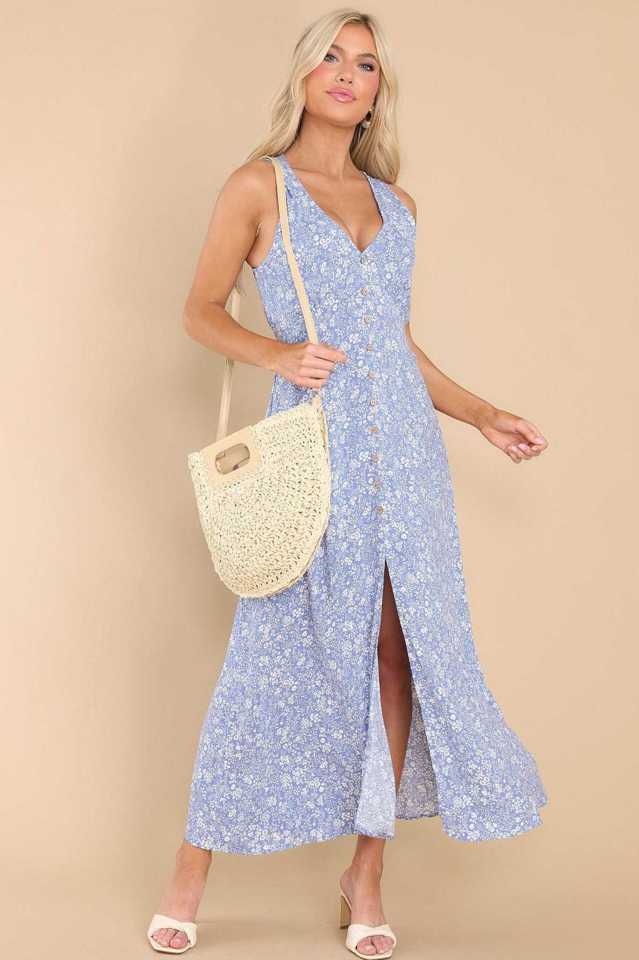 Clothing Red Dress Midi Dresses | Looking At You Floral Dress Dusty Blue