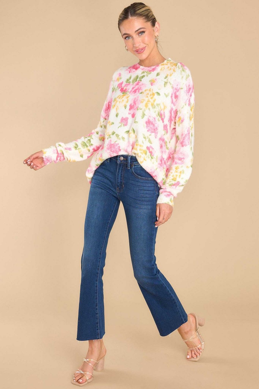 Clothing Red Dress Sweaters | Timeless Style Sweater Pink Floral