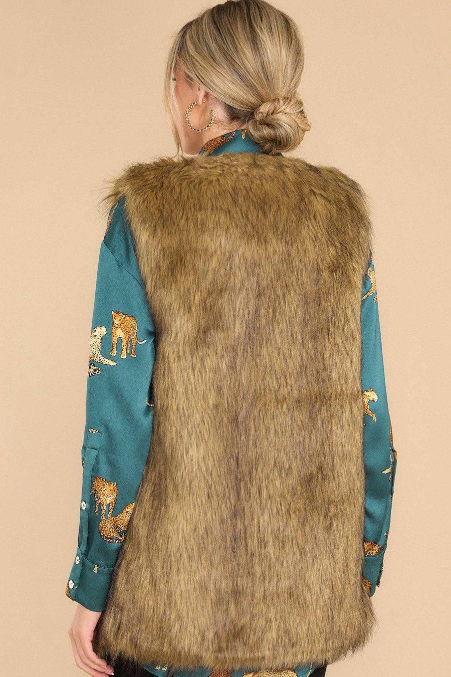 Clothing Aura Vests | Seen It All Faux Fur Vest Brown