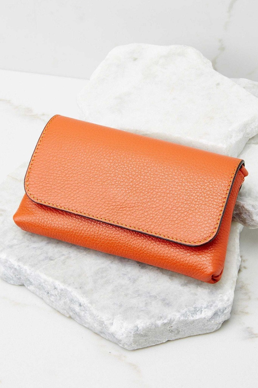 Accessories German Fuentes Clutches & Pouches | Little Lady Leather Bag Orange