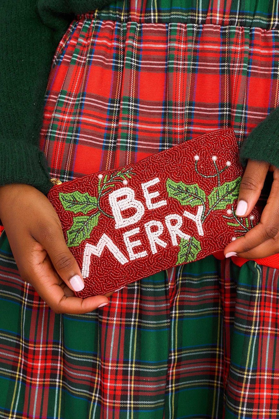 Accessories Red Dress Clutches & Pouches | Be Merry Beaded Pouch Red