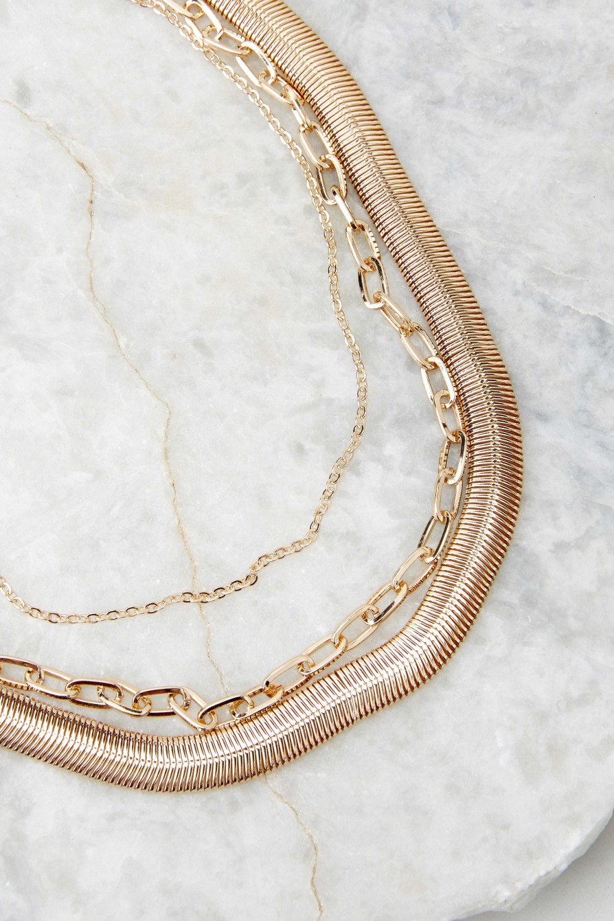 Jewelry Red Dress | Catch Them Staring Layered Necklace Set Gold