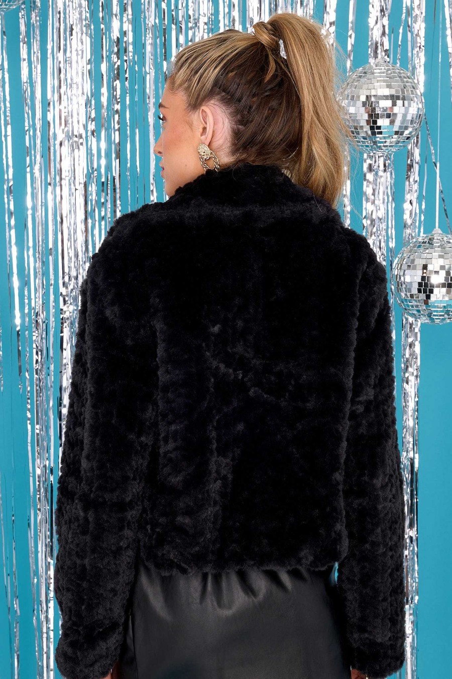 Clothing Red Dress Jackets | Arctic Glamour Faux Fur Jacket Black