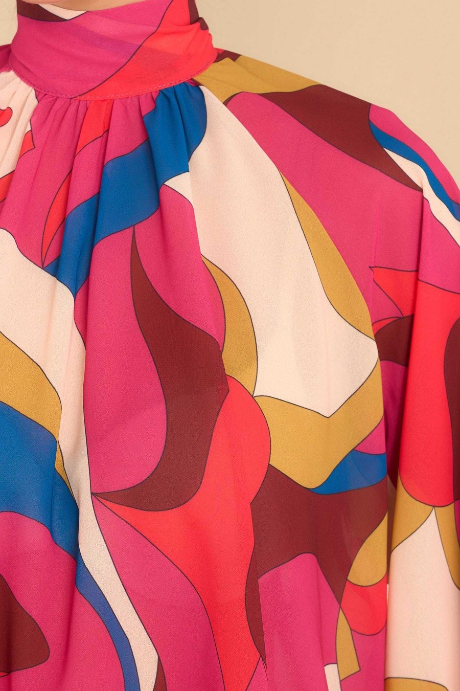 Clothing Aura Blouses & Shirts | Mix And Match Multi Print Top Hot Pink