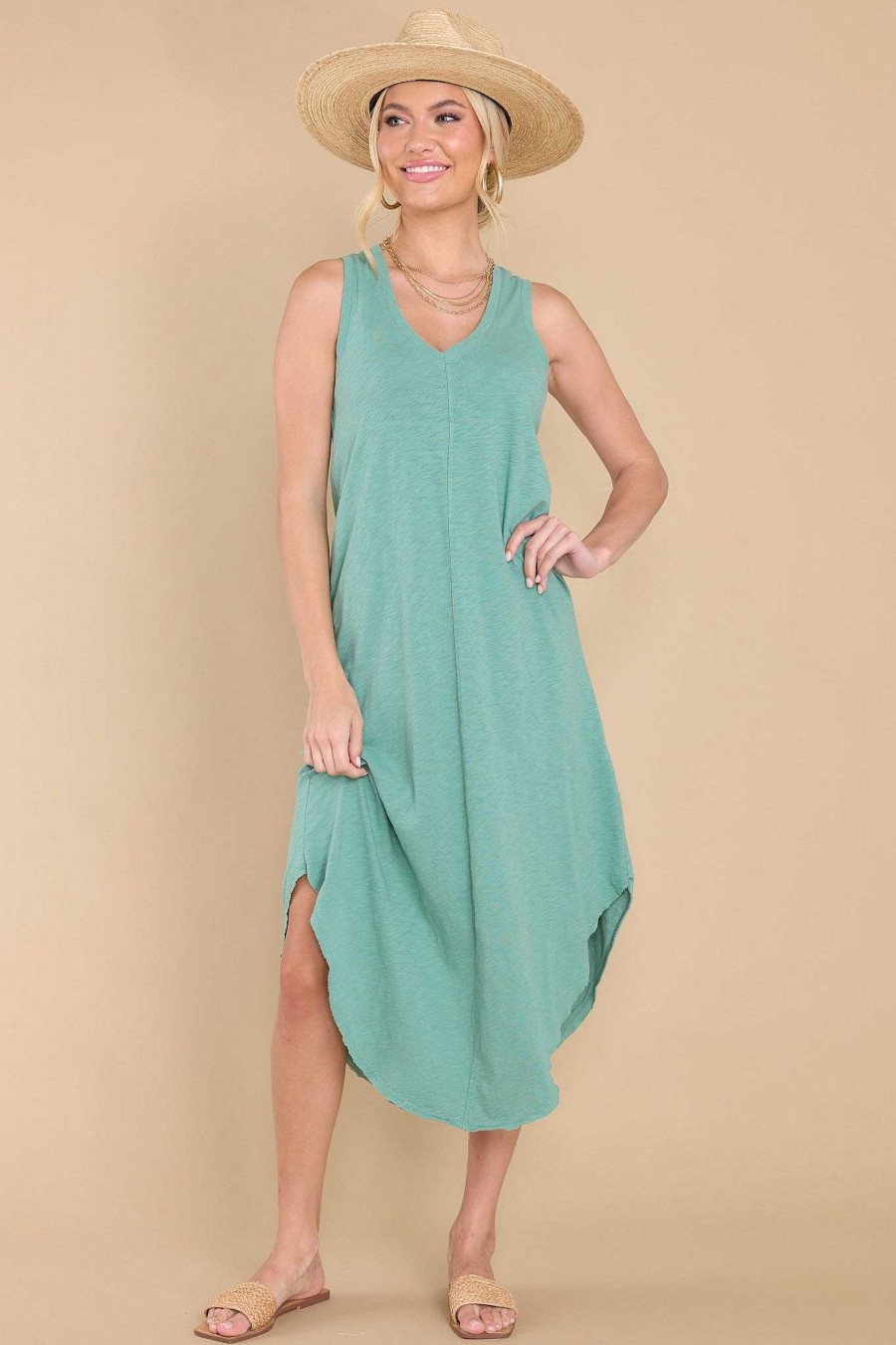 Clothing Z Supply Midi Dresses | Reverie Cactus Midi Dress Light Green