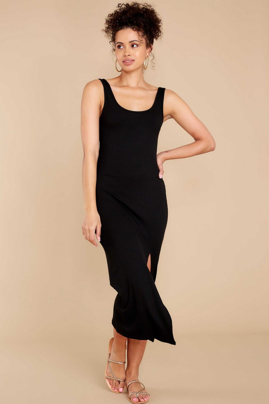 Clothing Z Supply Midi Dresses | Melina Rib Midi Dress Black