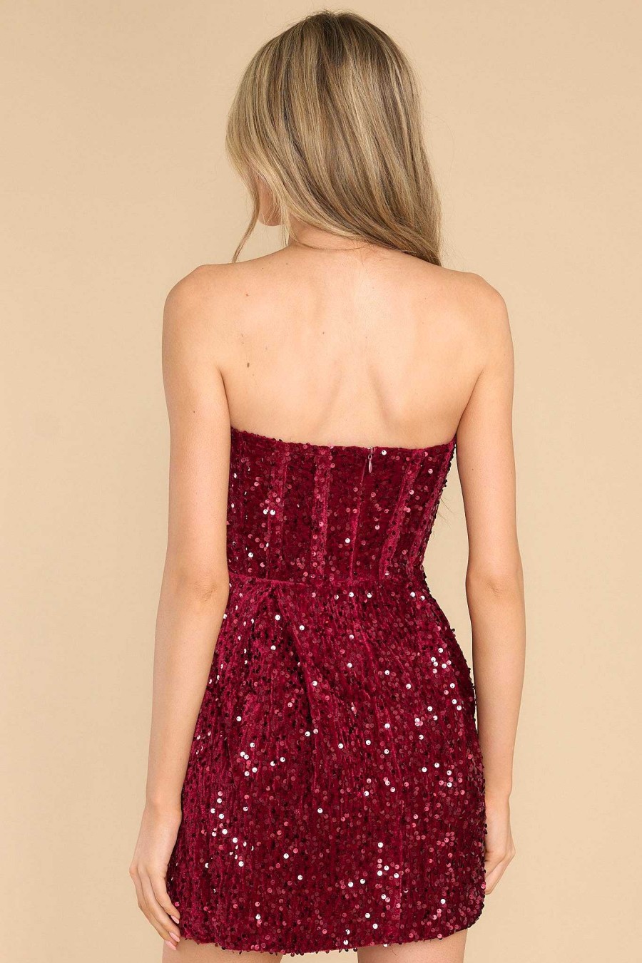 Clothing Red Dress Mini Dresses | Where I Am Sequin Mini Dress Wine