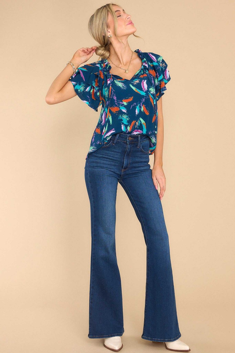 Clothing Alivia Blouses & Shirts | Veronica Top Blue