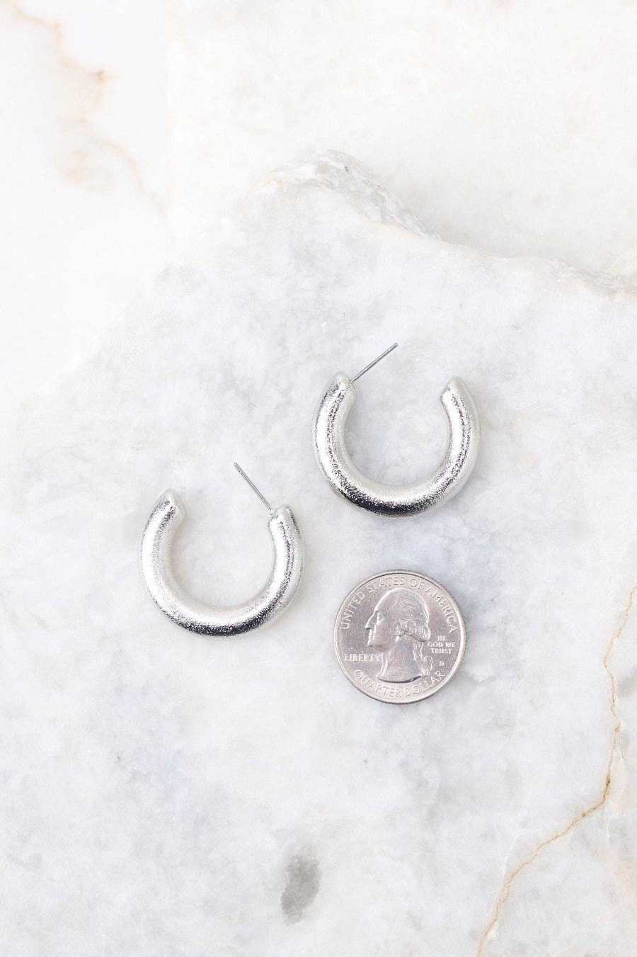 Jewelry Red Dress | I'Ll Think About It Hoop Earrings Silver