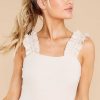 Clothing Red Dress Tank Tops | Ready To Ruffle Sand Bodysuit Beige