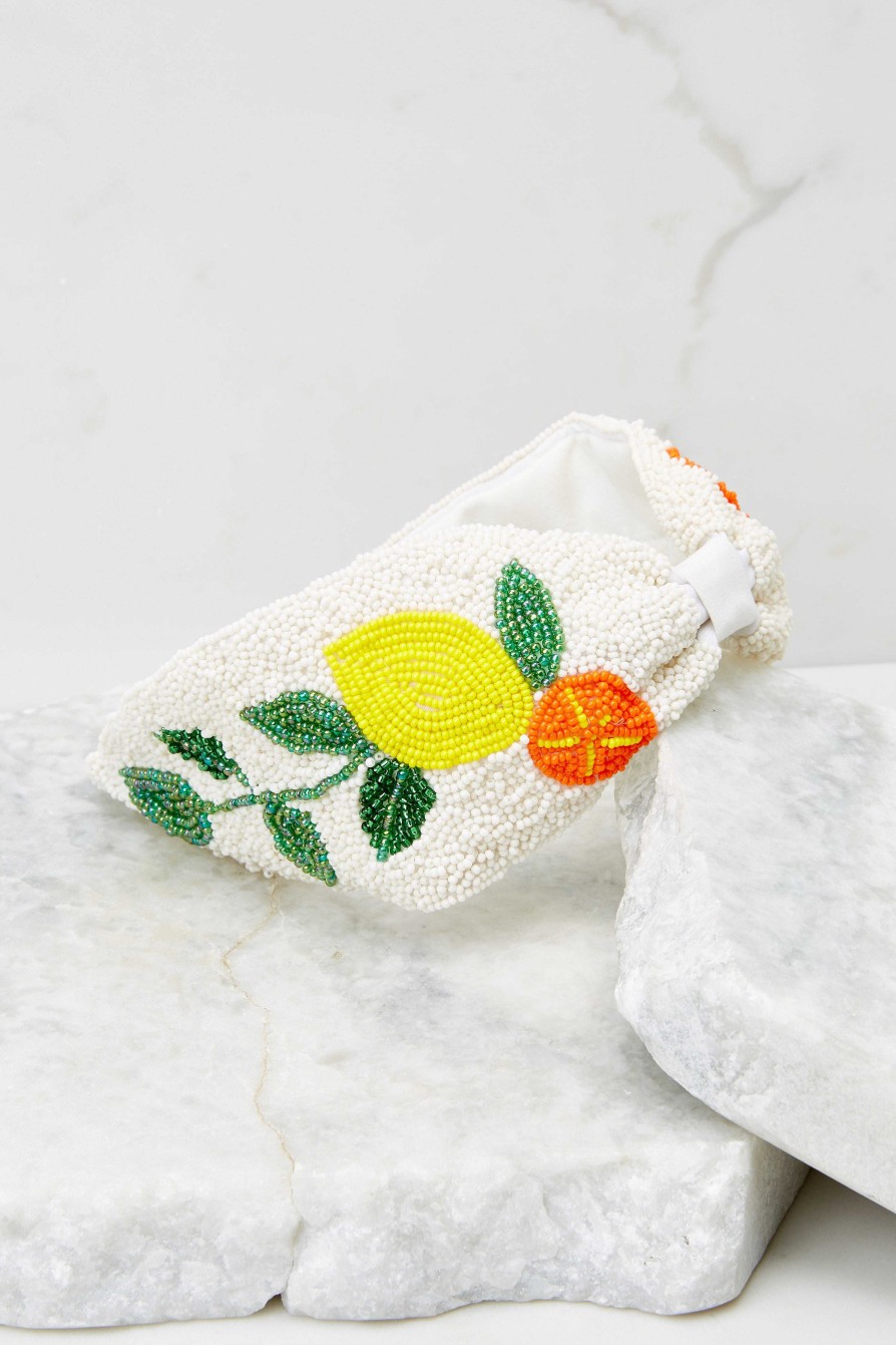 Accessories Treasure Jewels Hair Accessories | Orange Lemon Beaded Headband White