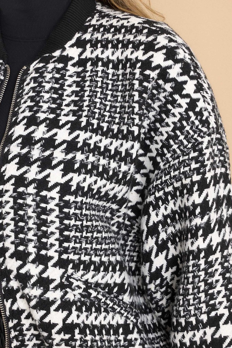 Clothing Red Dress Jackets | A True Mystery Houndstooth Jacket Black
