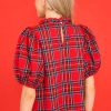 Clothing Aura Blouses & Shirts | A Special Gift Plaid Top Red
