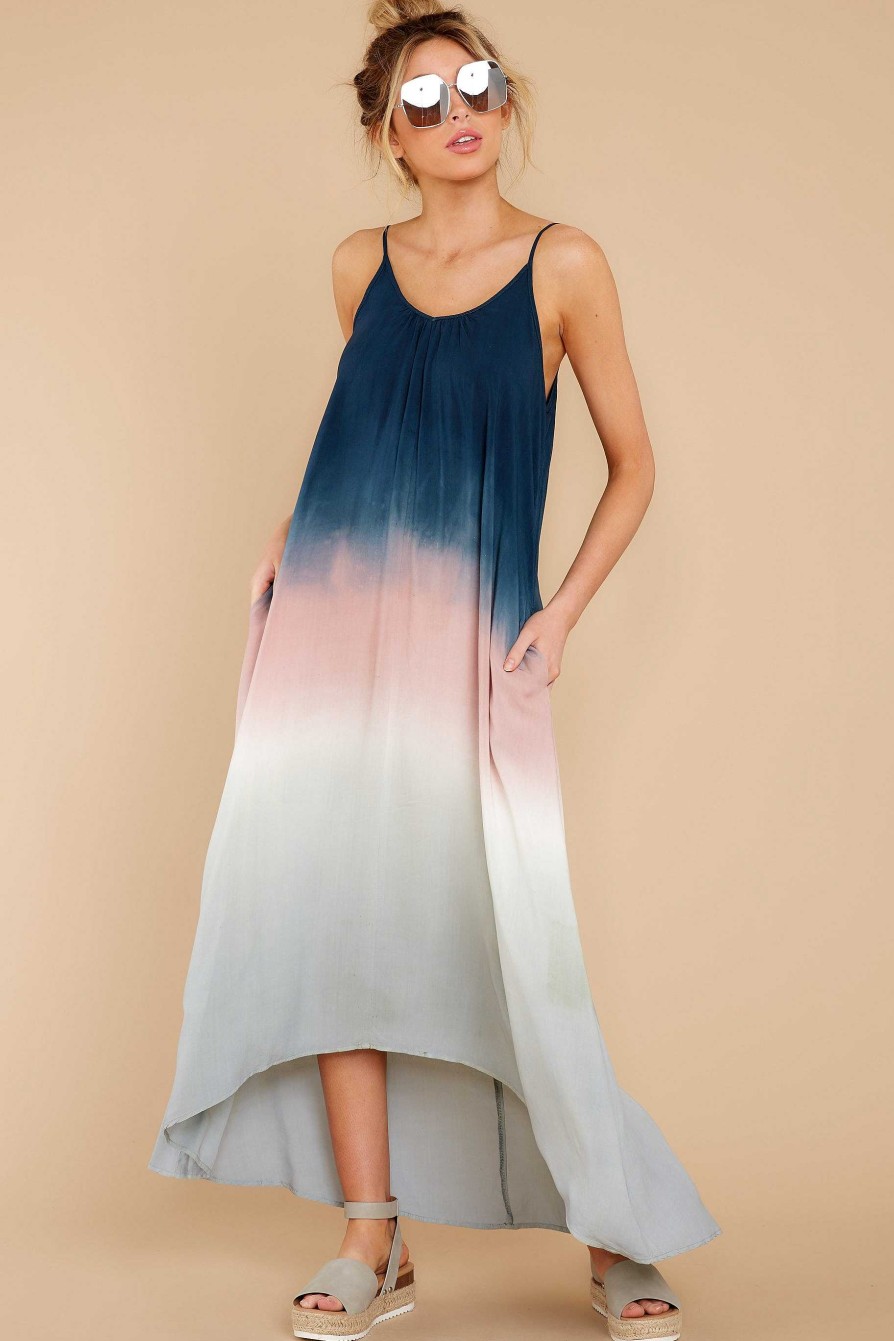 Clothing Red Dress Maxi Dresses | What You Wanted Multi Ombre Maxi Dress Navy