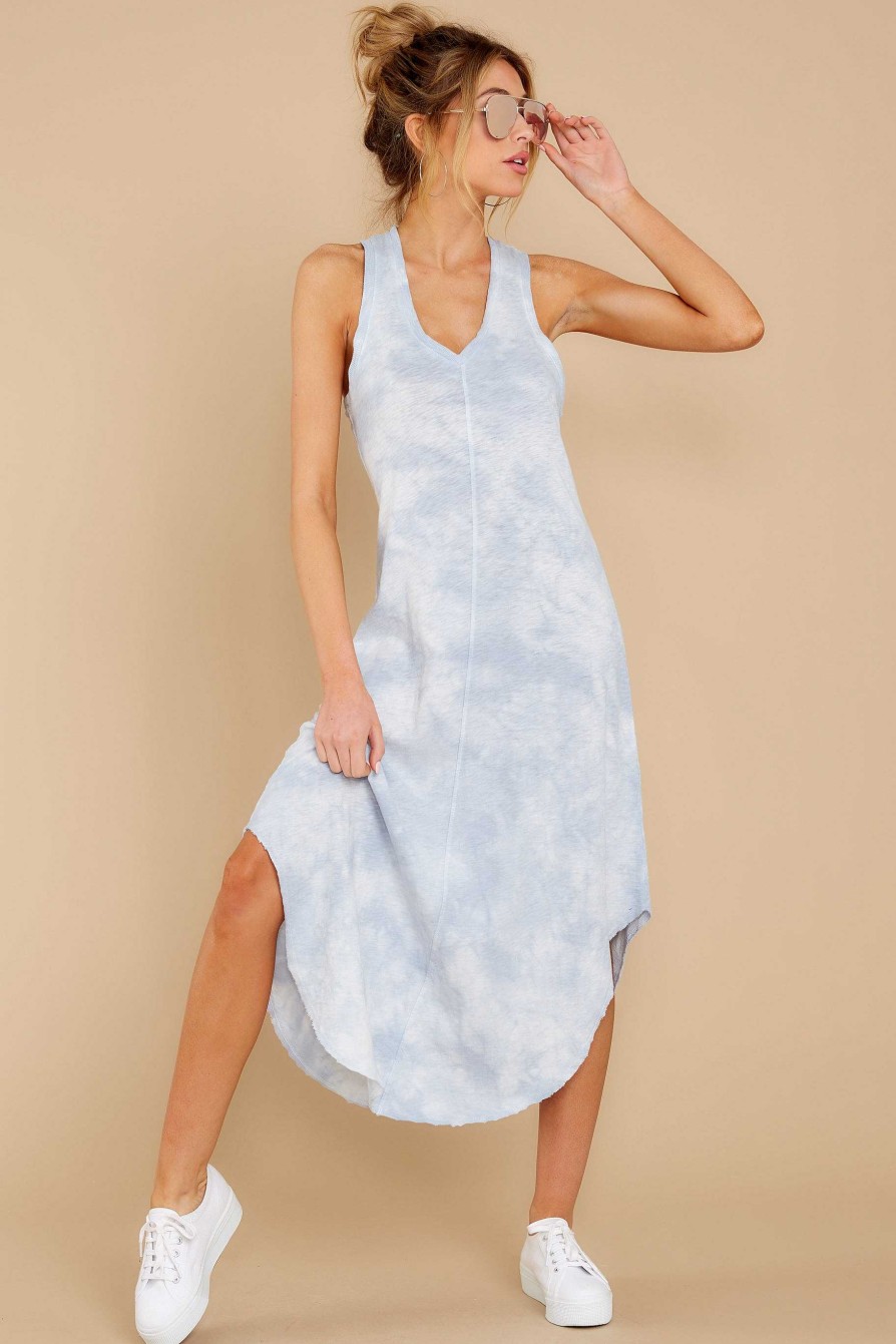 Clothing Z Supply Midi Dresses | The Cloud Tie Dye Reverie Dress Light Blue
