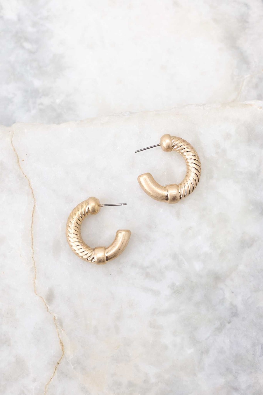 Jewelry Red Dress | Stay Tuned Hoop Earrings Worn Gold