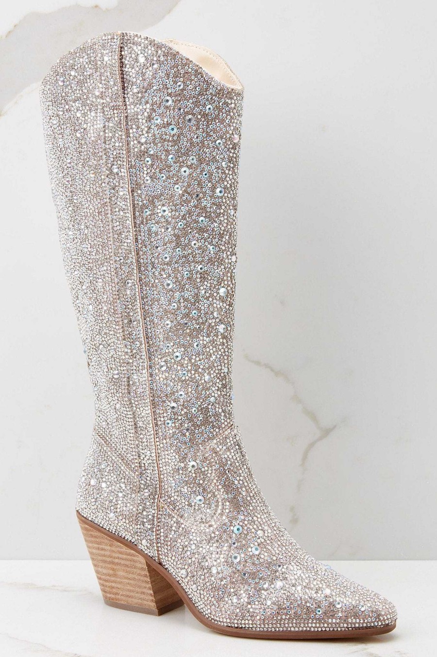 Shoes Matisse High Heel Boots | Nashville Clear Rhinestone Western Boots Silver