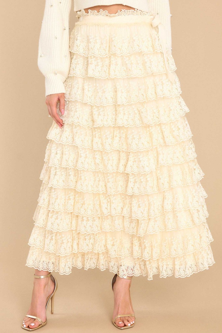 Clothing LoveShackFancy Skirts | Dover Maxi Skirt Cream