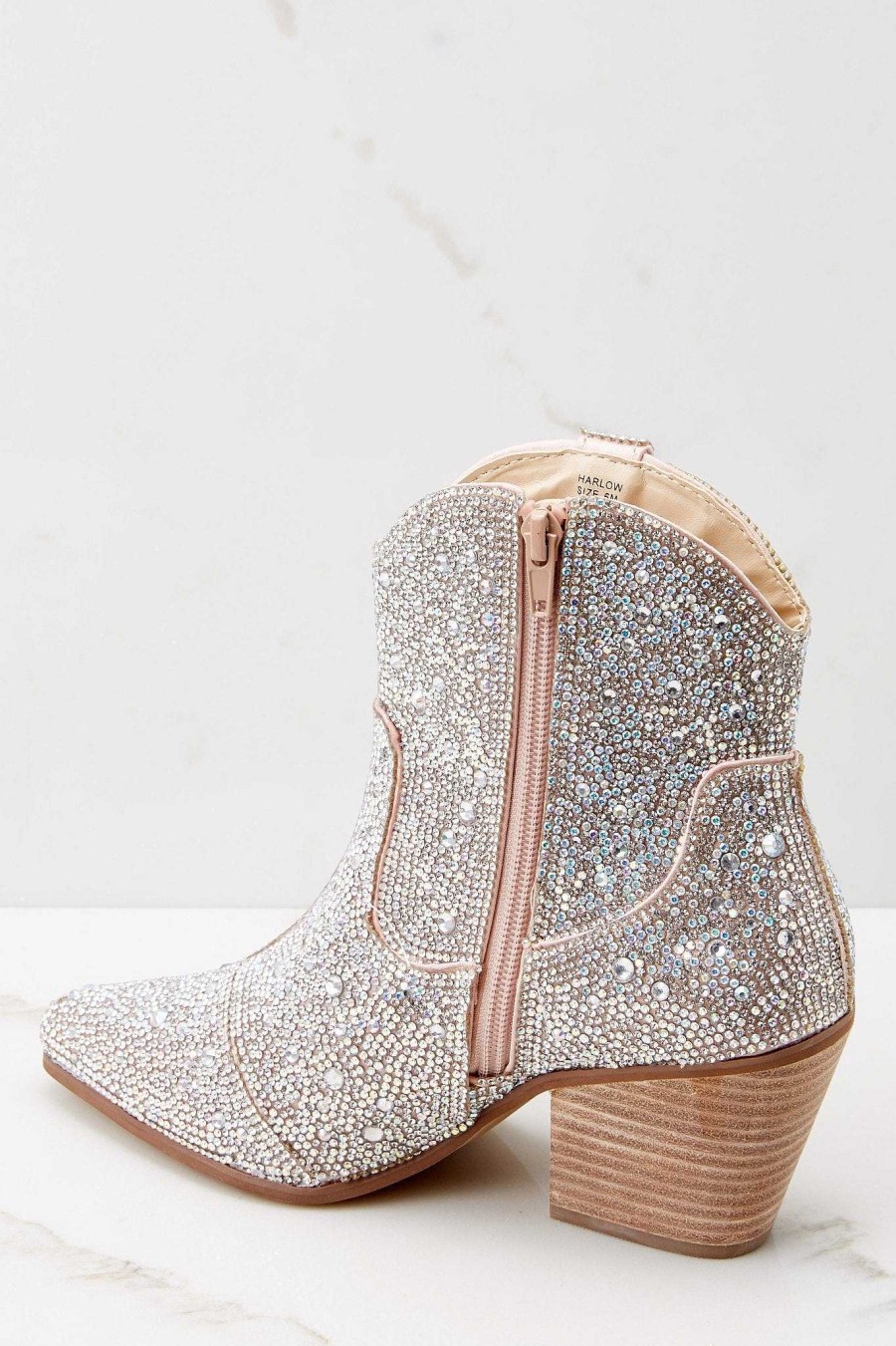 Shoes Matisse Ankle Booties | Harlow Clear Rhinestone Western Ankle Boots Silver