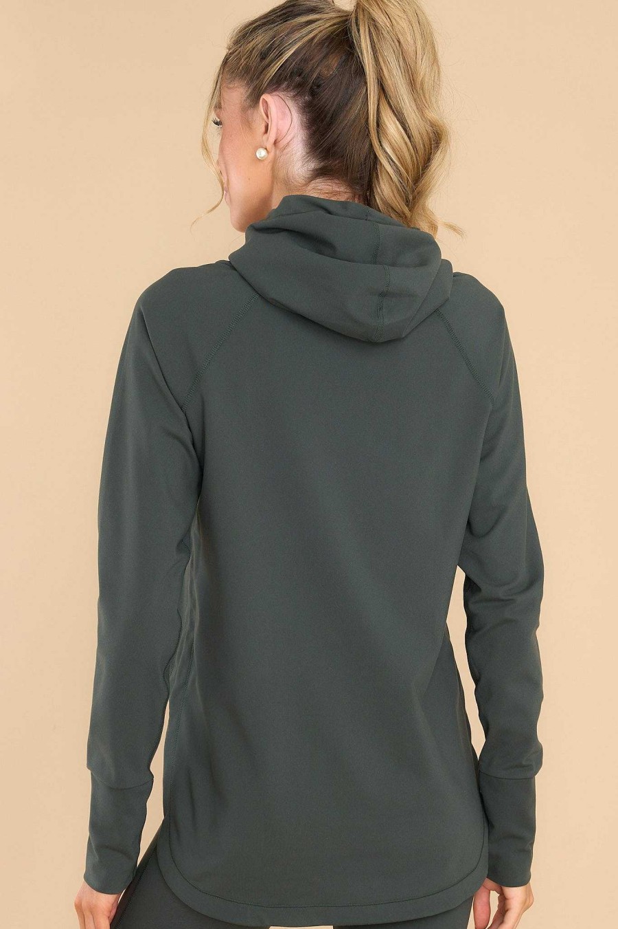 Clothing Red Dress Casual Tops | Feeling Alive Hoodie Forest Green