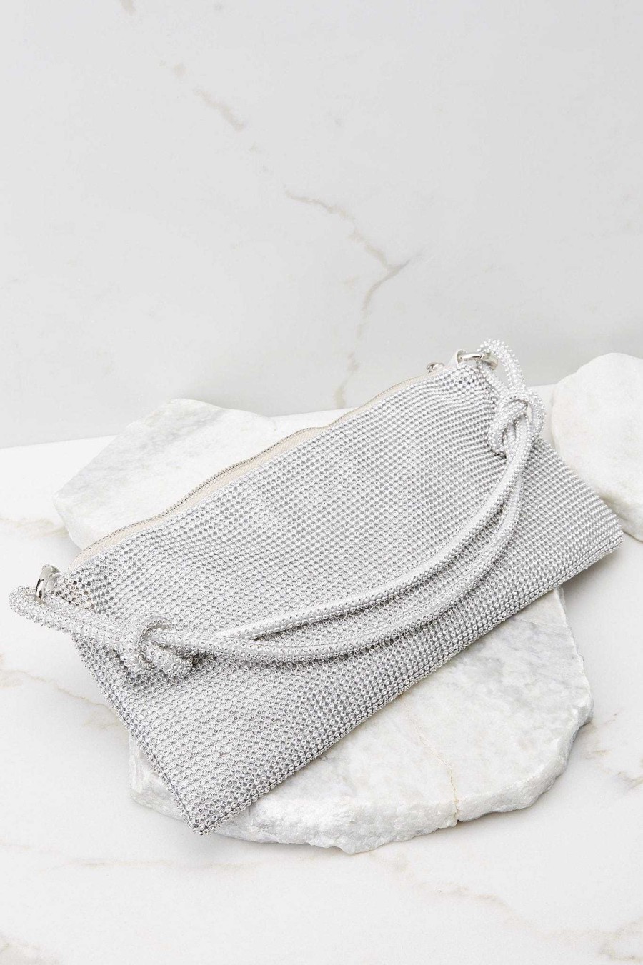 Accessories Red Dress Satchels & Shoulder Bags | City Drives Beaded Mesh Bag Silver